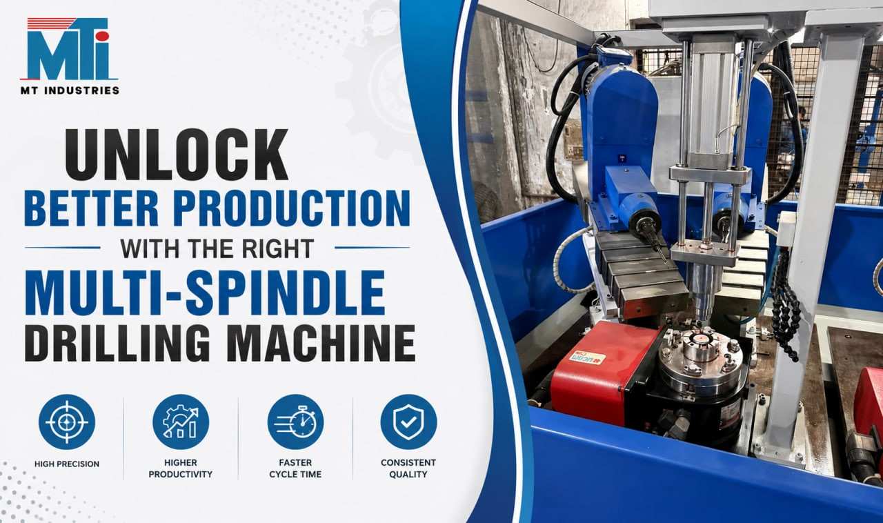 Industrial Multi-Spindle Drilling Machine improving production efficiency with precision drilling by MT Industries